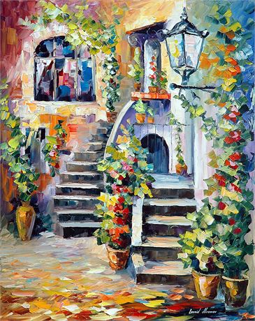 FLORAL TERRACE — oil painting on canvas