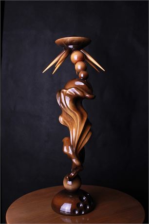 Candlestick "Romance",  walnut wood figurine, by artist Alexander Malyshev