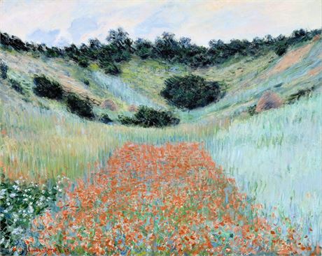 Poppy Field in a Hollow near Giverny by Claude Monet (1885) Canvas Print